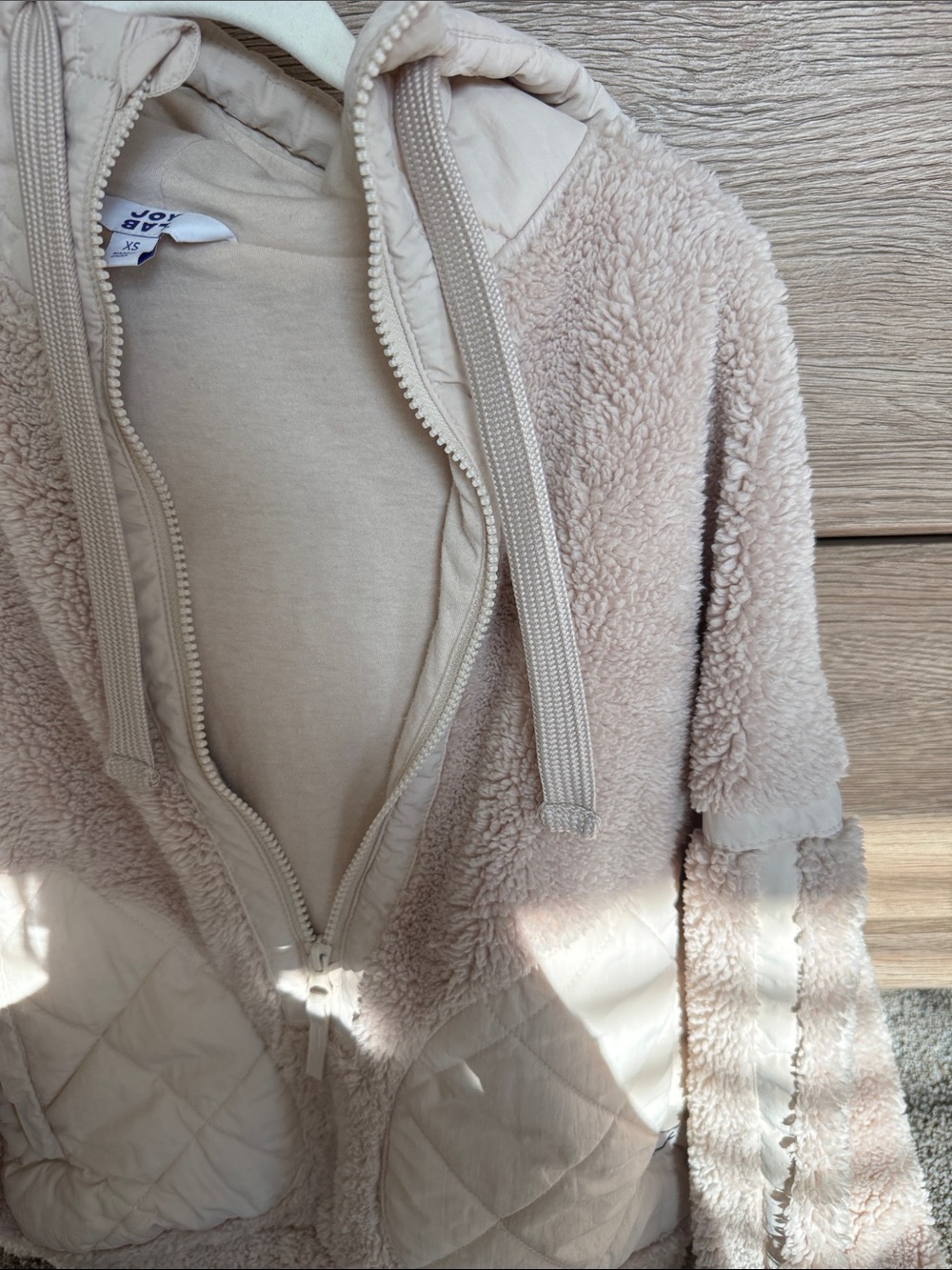 JoyLab Beige Teddy Jacket with Quilted Panels - Picture 4 of 4